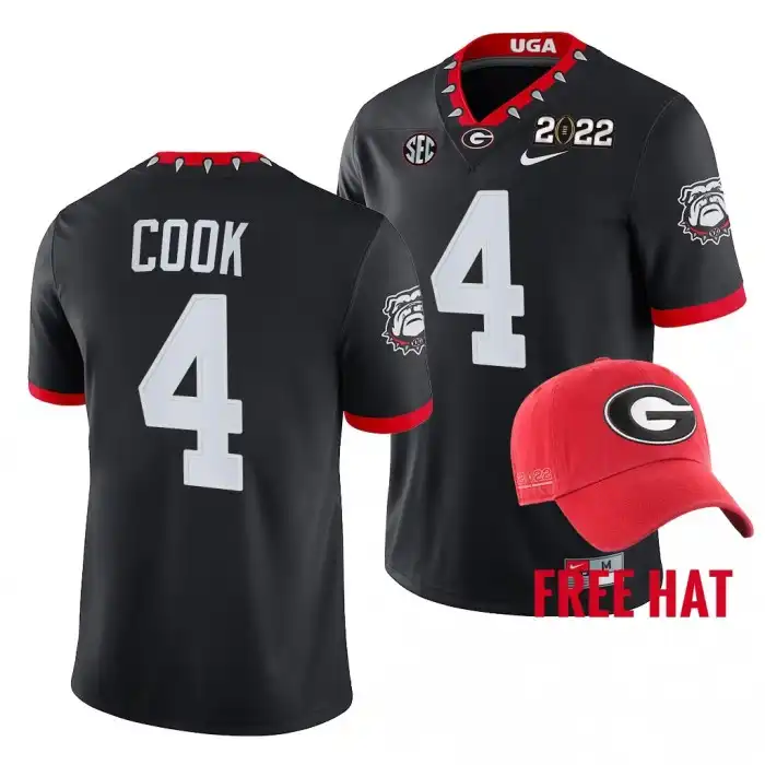 James Cook Georgia Bulldogs Men's #4 2022 Black College Playoff Football Jersey 2413DCXT0