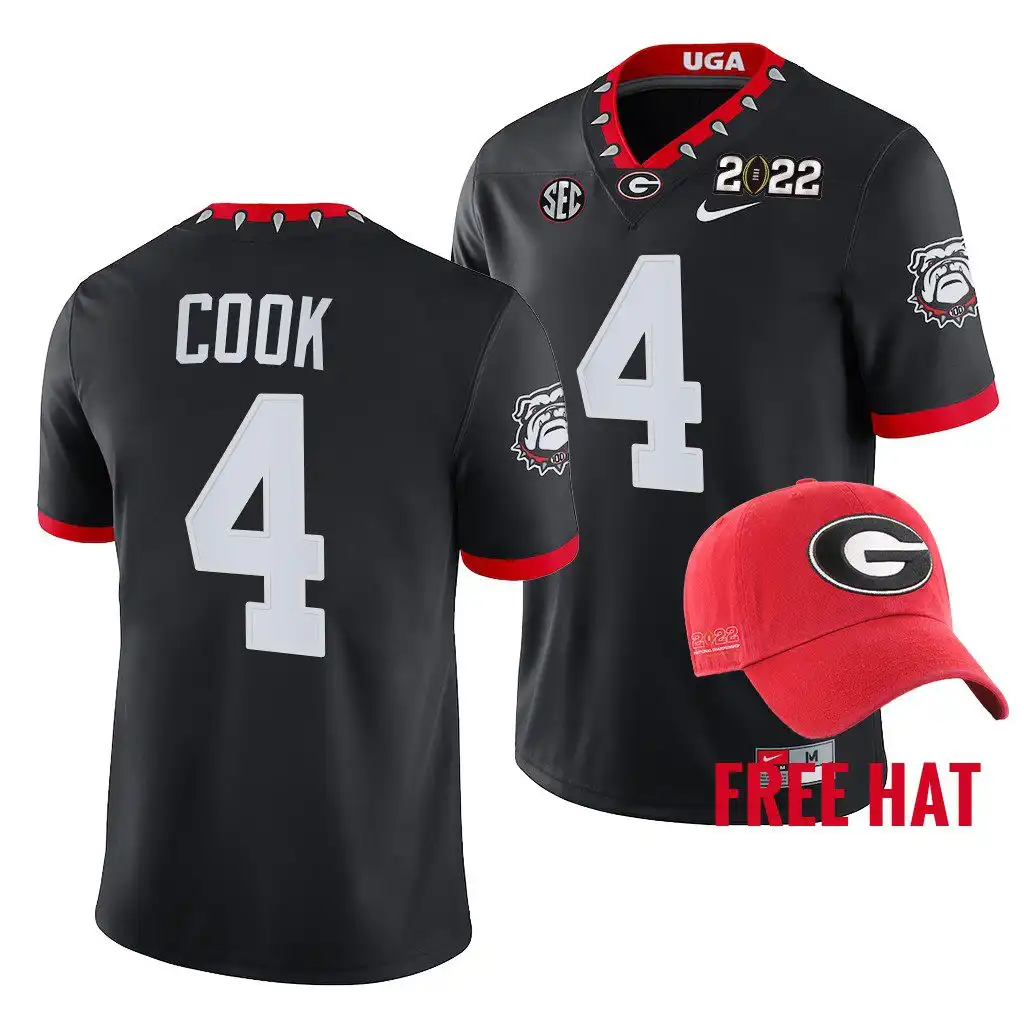 James Cook Georgia Bulldogs Men's #4 2022 Black College Playoff Football Jersey 2413HBQI2