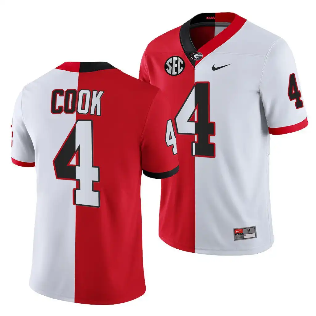 James Cook Georgia Bulldogs Men's #4 Red 2021-22 College White Split Edition Football Jersey 2413LFJS3