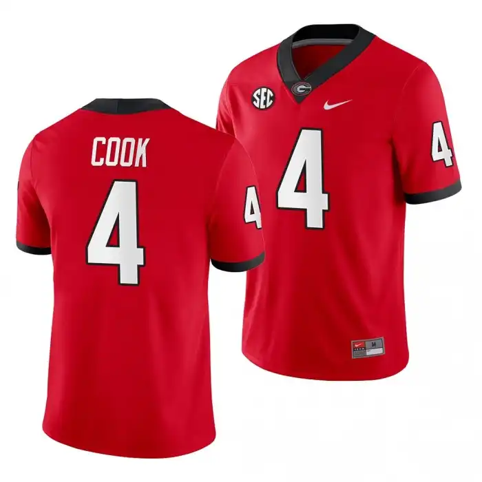 James Cook Georgia Bulldogs Men's #4 Red Game College Home Football Jersey 2413AFSX1