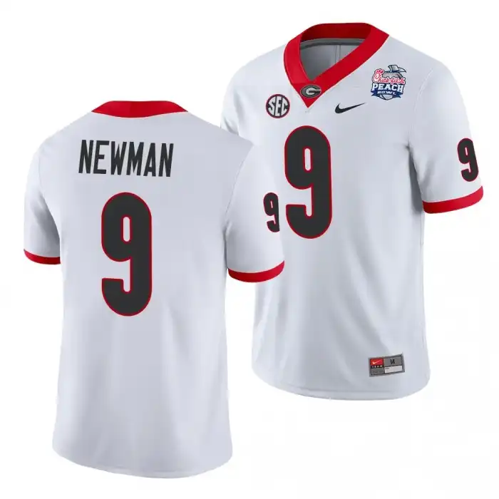 Jamie Newman Georgia Bulldogs Men's #9 2021 Peach Bowl College White Football Jersey 2413ZTDG2