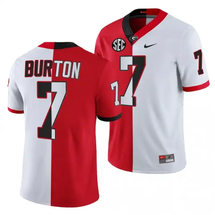 Jermaine Burton Georgia Bulldogs Men's #7 2021-22 Red College Split Edition White Football Jersey 2413UFYO1