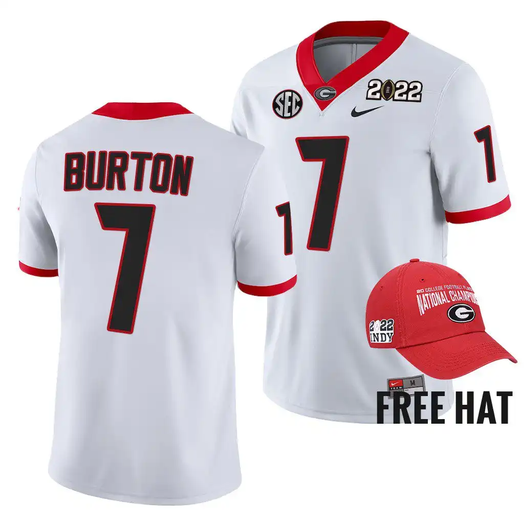 Jermaine Burton Georgia Bulldogs Men's #7 2021-22 White College Orange Bowl Champions CFP Football Jersey 2413FECK7