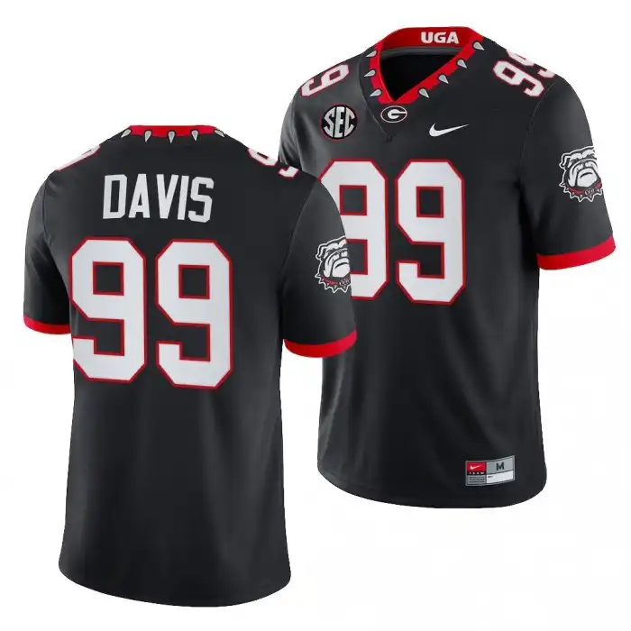 Jordan Davis Georgia Bulldogs Men's #99 Block Number Font 100th Anniversary College Black Football Jersey 2413NIYW2