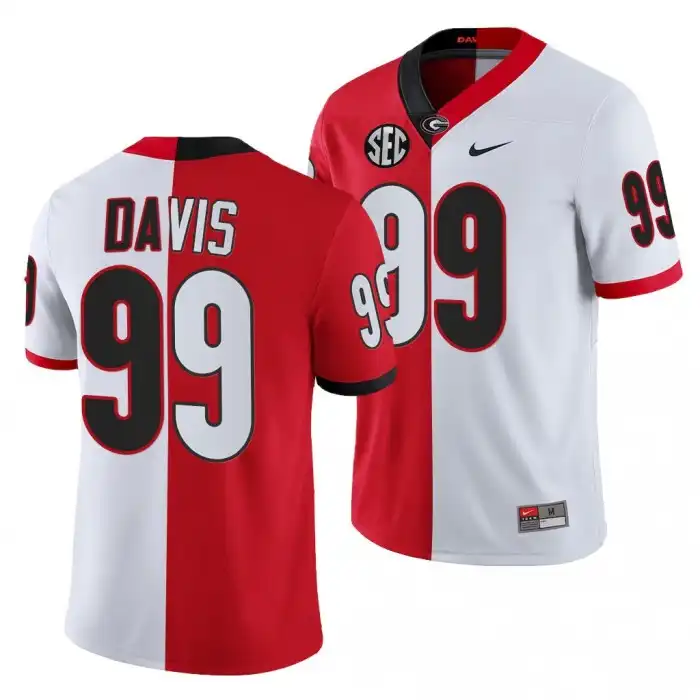 Jordan Davis Georgia Bulldogs Men's #99 Split Edition White College Red Football Jersey 2413WRKS0