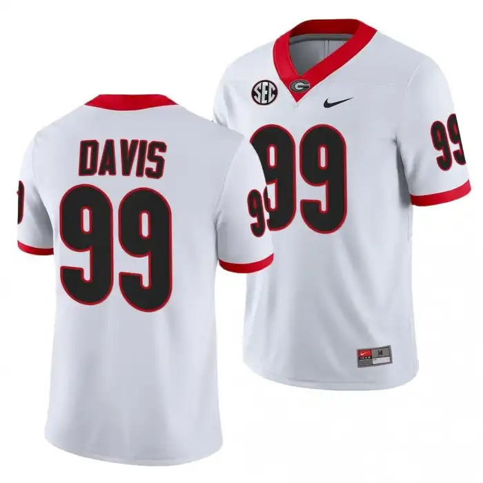 Jordan Davis Georgia Bulldogs Men's #99 White College Football Jersey 2413ZEHD6