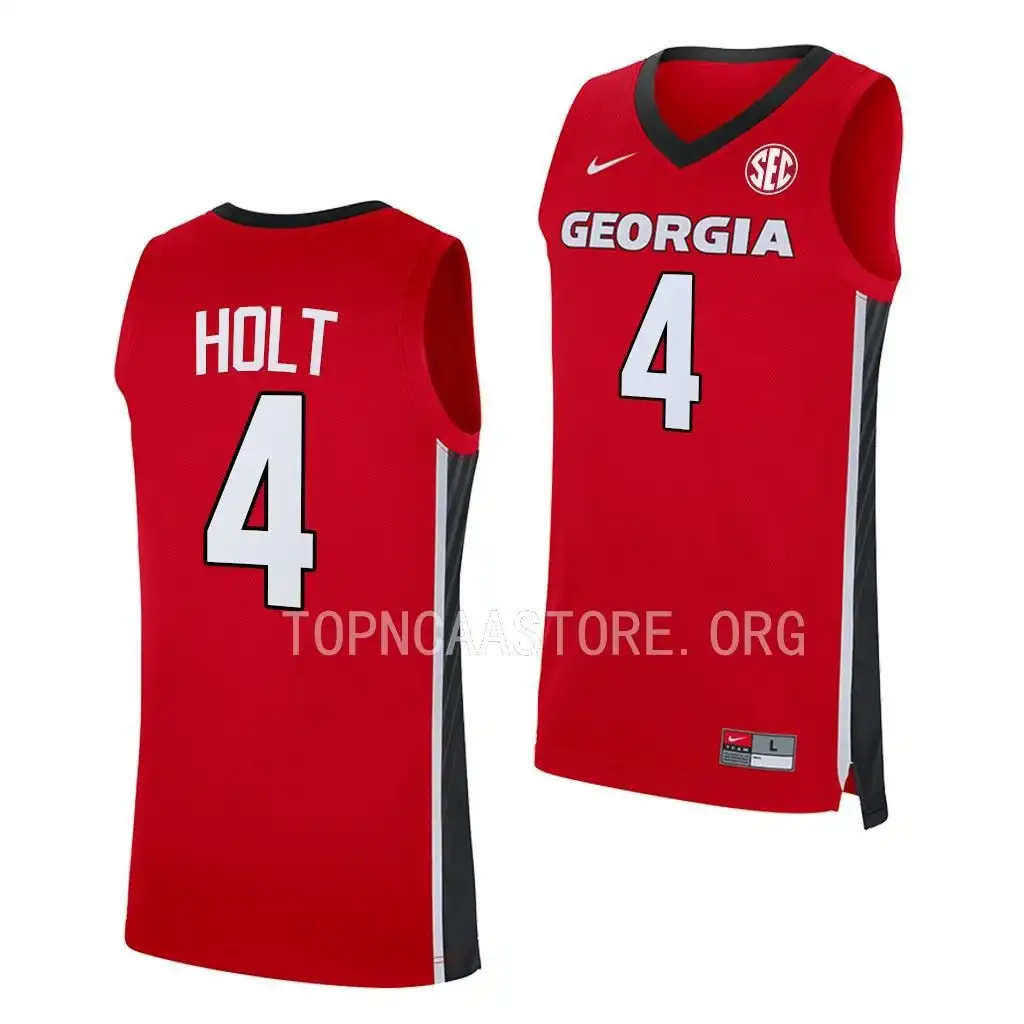 Jusaun Holt Georgia Bulldogs Men's #4 Red 2022-23 College Replica Away Basketball Jersey 2413JKGM1