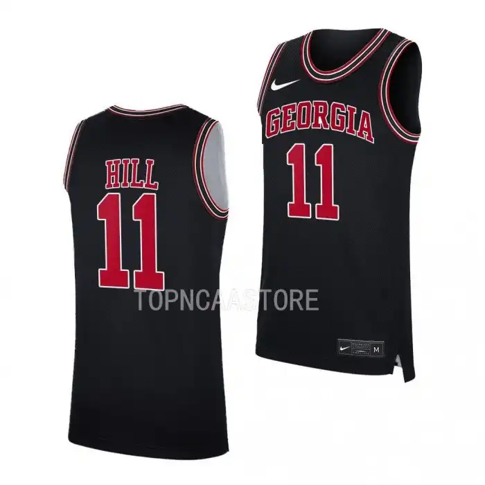 Justin Hill Georgia Bulldogs Men's #11 Throwback 2022-23 College Black Basketball Jersey 2413GMFX6