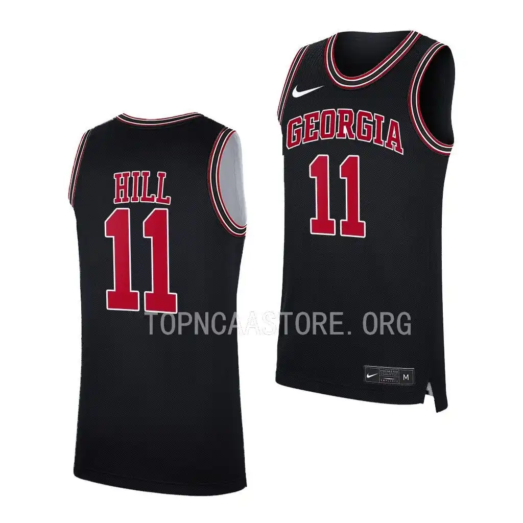 Justin Hill Georgia Bulldogs Men's #11 Throwback 2022-23 College Black Basketball Jersey 2413IZTW4