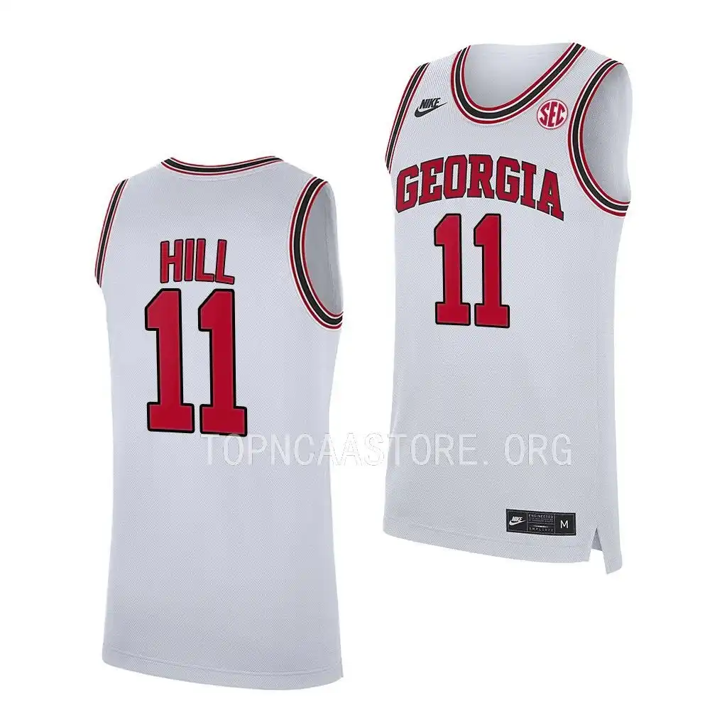 Justin Hill Georgia Bulldogs Men's #11 White 2022-23 College Home Replica Basketball Jersey 2413MUPX2