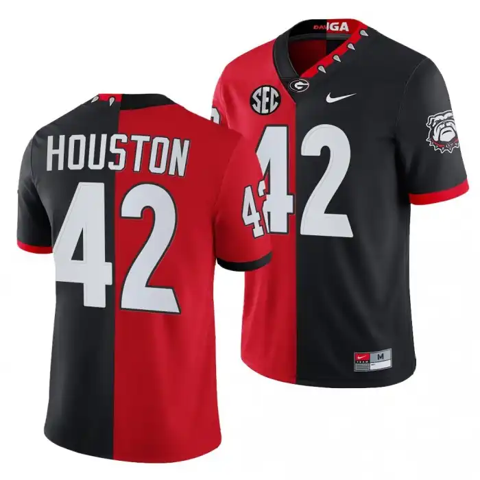 Justin Houston Georgia Bulldogs Men's #42 Split Edition NFL Red College 100th Season Alumni Black Football Jersey 2413JOFI6