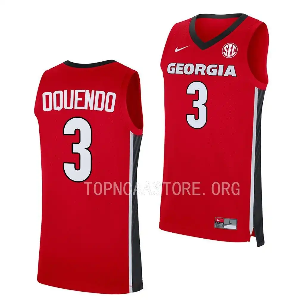 Kario Oquendo Georgia Bulldogs Men's #3 Red 2022-23 College Replica Away Basketball Jersey 2413SUXG2