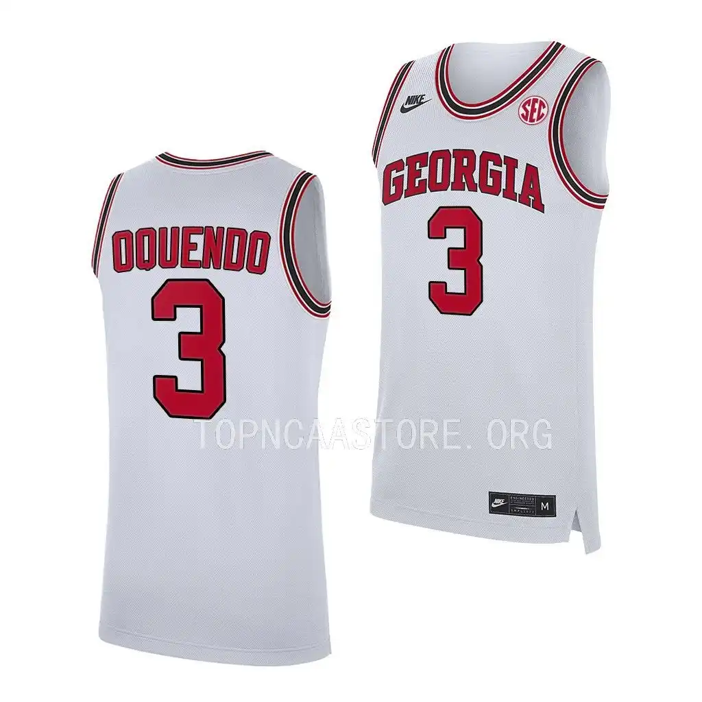 Kario Oquendo Georgia Bulldogs Men's #3 White 2022-23 College Home Replica Basketball Jersey 2413DAFY3