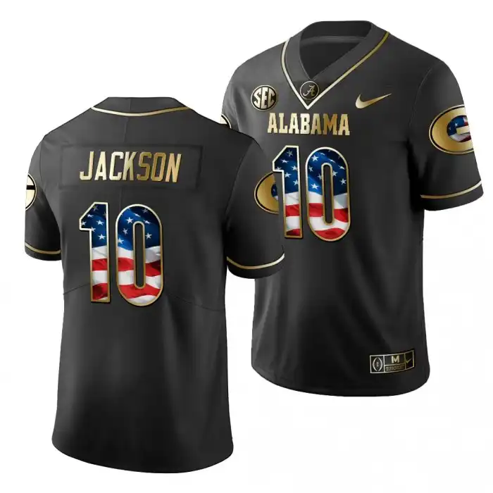 Kearis Jackson Georgia Bulldogs Men's #10 2019 Black Golden Edition College Stars And Stripes Limited Football Jersey 2413BZBE2