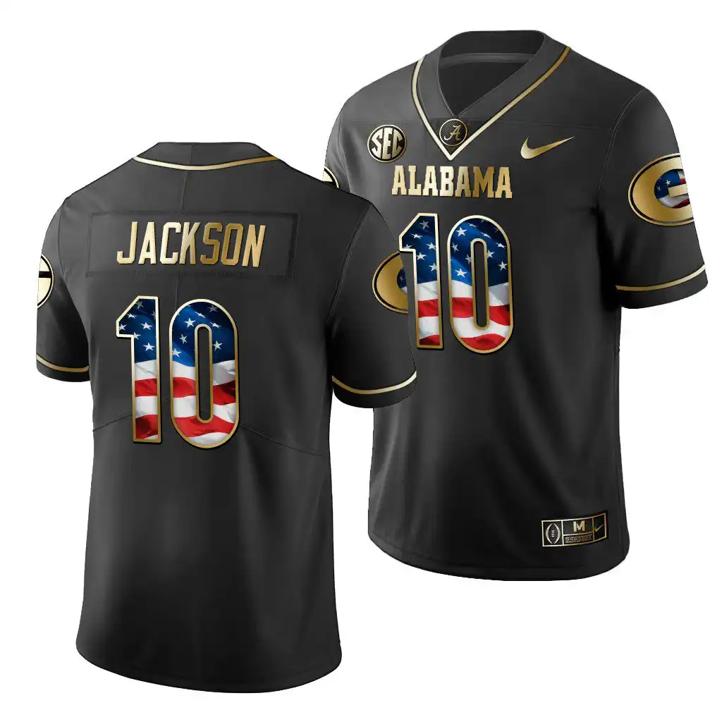 Kearis Jackson Georgia Bulldogs Men's #10 2019 Black Golden Edition College Stars And Stripes Limited Football Jersey 2413KUEG7