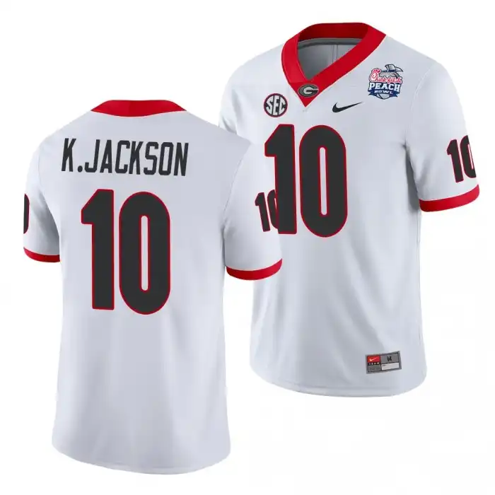 Kearis Jackson Georgia Bulldogs Men's #10 2021 Peach Bowl College White Football Jersey 2413HMEQ8