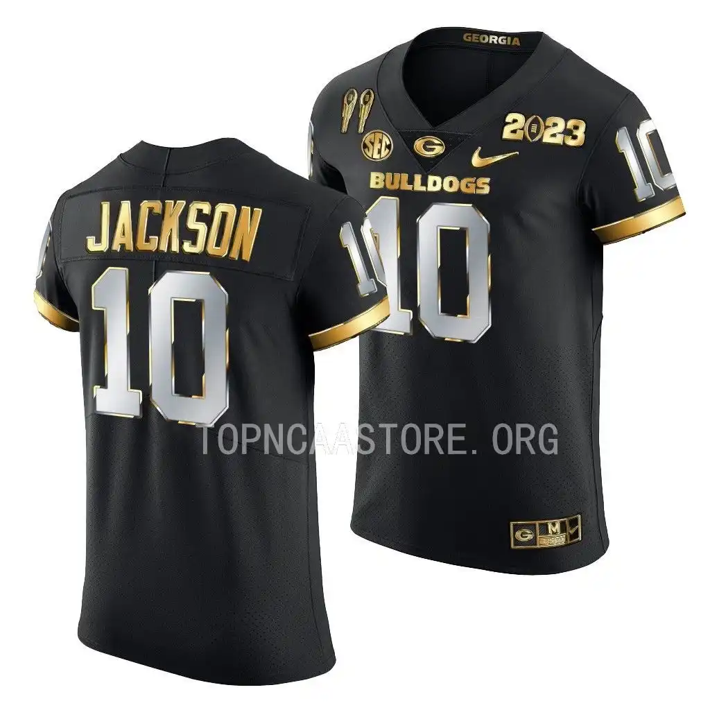 Kearis Jackson Georgia Bulldogs Men's #10 2X CFBPlayoff National Champions Golden College Black Limited Football Jersey 2413IDEA3