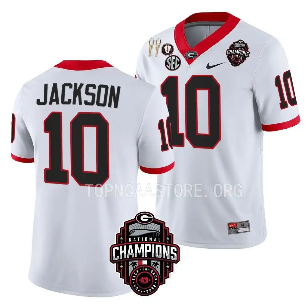 Kearis Jackson Georgia Bulldogs Men's #10 Back-To-Back White College National Champions CFBPlayoff 2023 Football Jersey 2413DGLA7