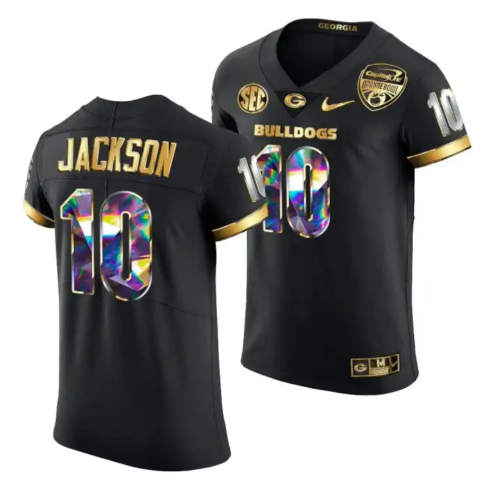 Kearis Jackson Georgia Bulldogs Men's #10 Black Golden Diamond Edition College 2021 Orange Bowl Football Jersey 2413CTWN6