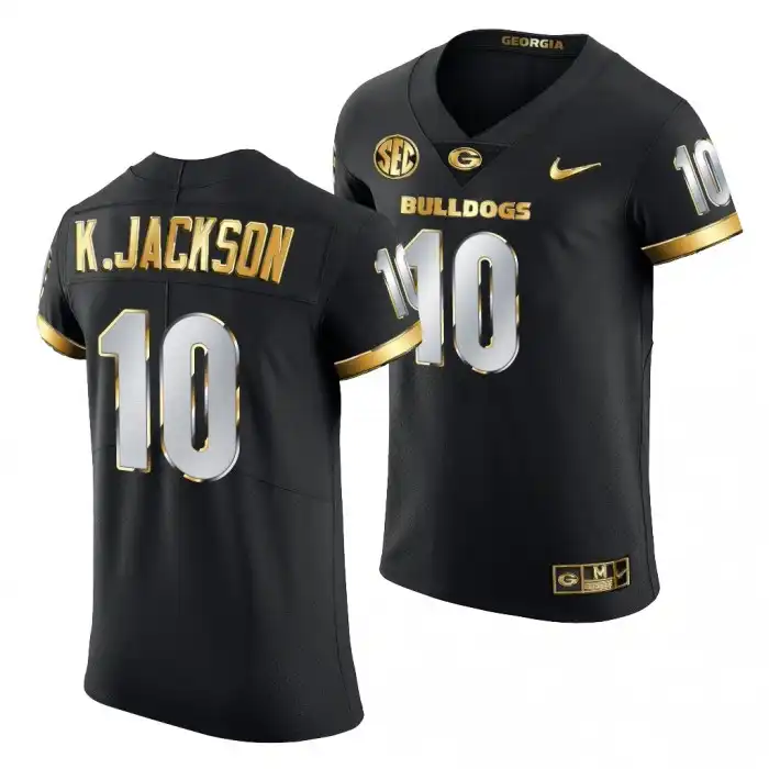 Kearis Jackson Georgia Bulldogs Men's #10 Black Golden Edition 2020-21 College Authentic Football Jersey 2413OZWK7