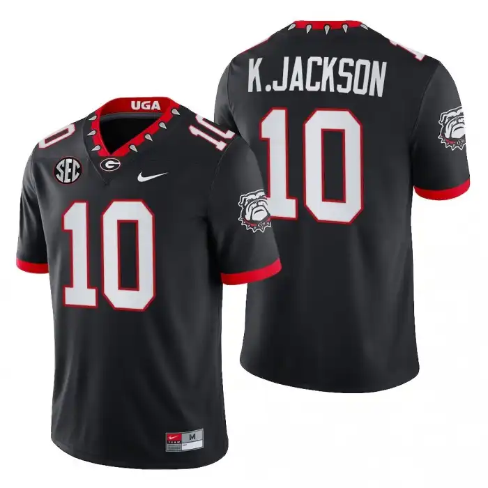 Kearis Jackson Georgia Bulldogs Men's #10 Block Number Font 2022 Chick-fil-A College Black Football Jersey 2413GIXN5