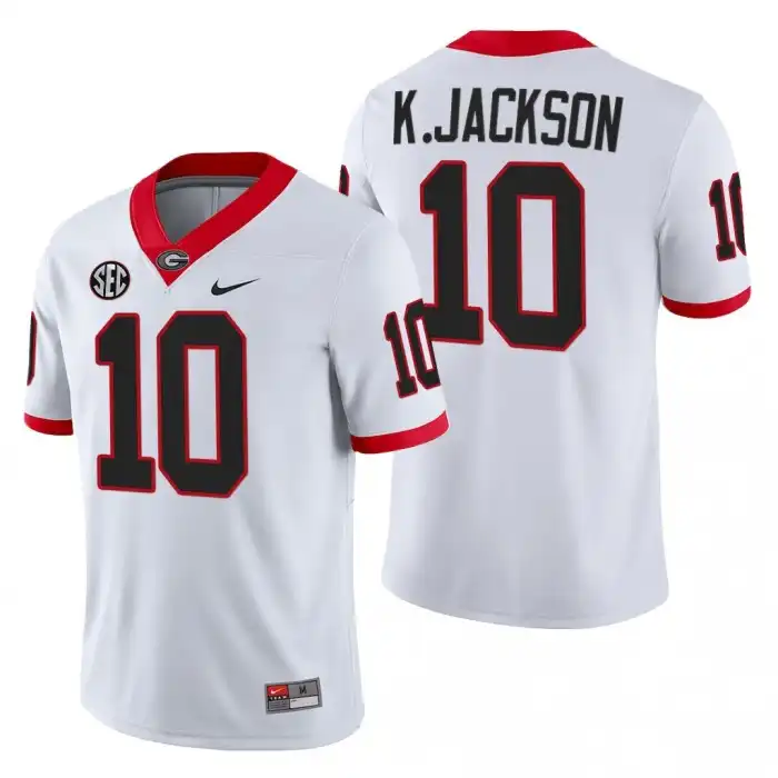 Kearis Jackson Georgia Bulldogs Men's #10 Block Number Font 2022 College White Football Jersey 2413AMUH2