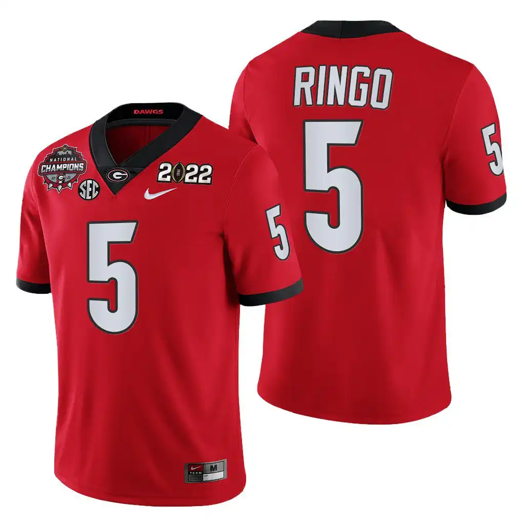 Kelee Ringo Georgia Bulldogs Men's #5 2021-22 National Champions College CFP Red Football Jersey 2413KFZF3