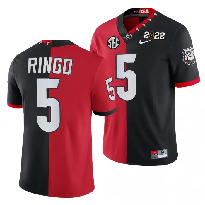 Kelee Ringo Georgia Bulldogs Men's #5 2021 National Champions Black College CFP Red Football Jersey 2413EGUG7