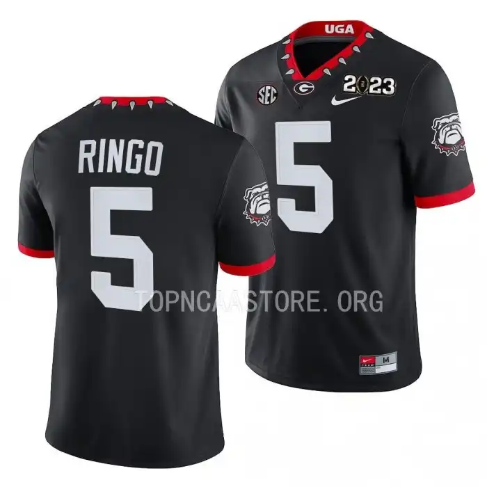 Kelee Ringo Georgia Bulldogs Men's #5 2023 National Championship Playoff College Black Football Jersey 2413IAAM0