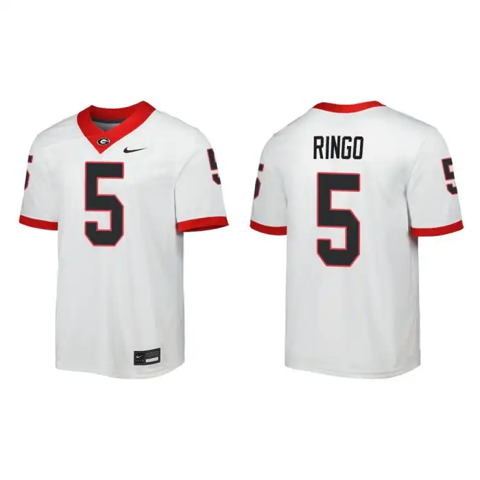 Kelee Ringo Georgia Bulldogs Men's #5 Away White College Game Football Jersey 2413NVIT3