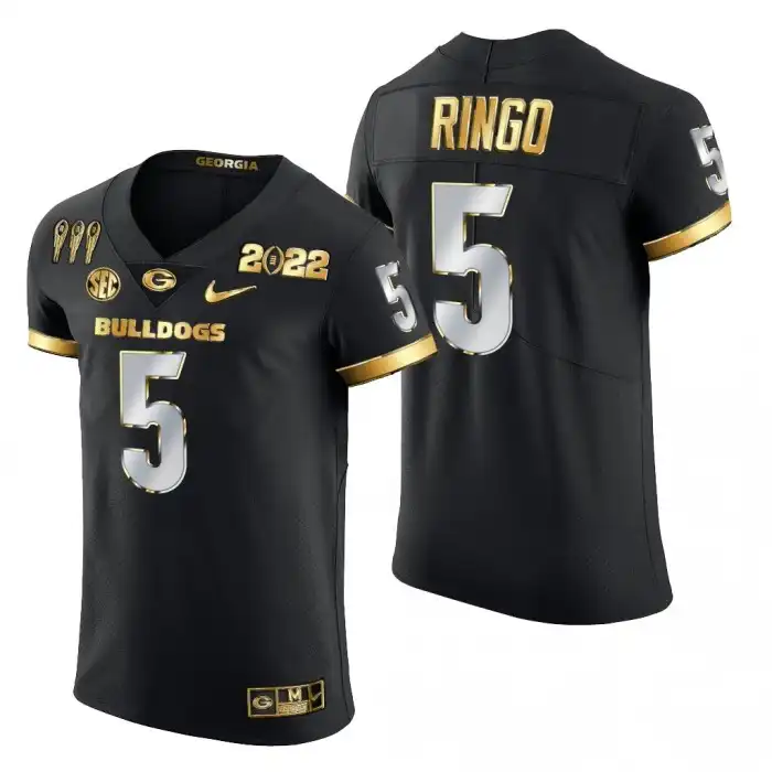 Kelee Ringo Georgia Bulldogs Men's #5 Black CFP College 3X National Champions Football Jersey 2413VMRV4