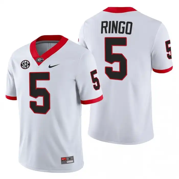 Kelee Ringo Georgia Bulldogs Men's #5 Block Number Font 2022 College White Football Jersey 2413RDEK1