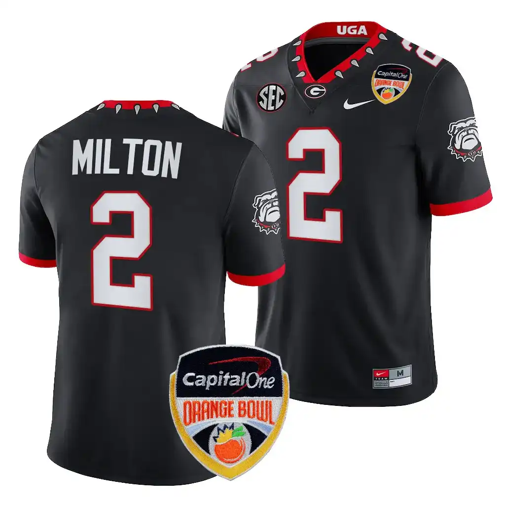 Kendall Milton Georgia Bulldogs Men's #2 2023 Orange Bowl Playoff College Black Football Jersey 2413EUWO6