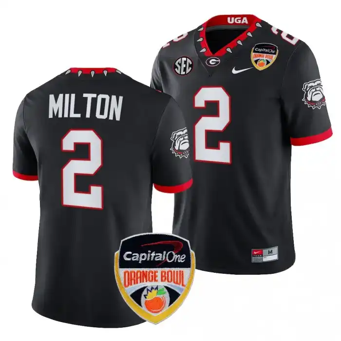 Kendall Milton Georgia Bulldogs Men's #2 2023 Orange Bowl Playoff College Black Football Jersey 2413MWLZ3