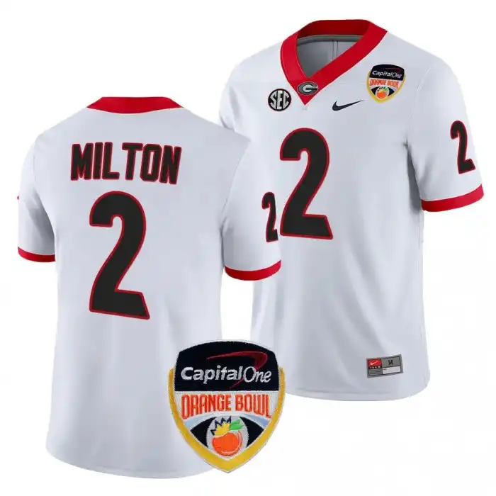 Kendall Milton Georgia Bulldogs Men's #2 2023 Orange Bowl Playoff Shirt College White Football Jersey 2413WOAW4