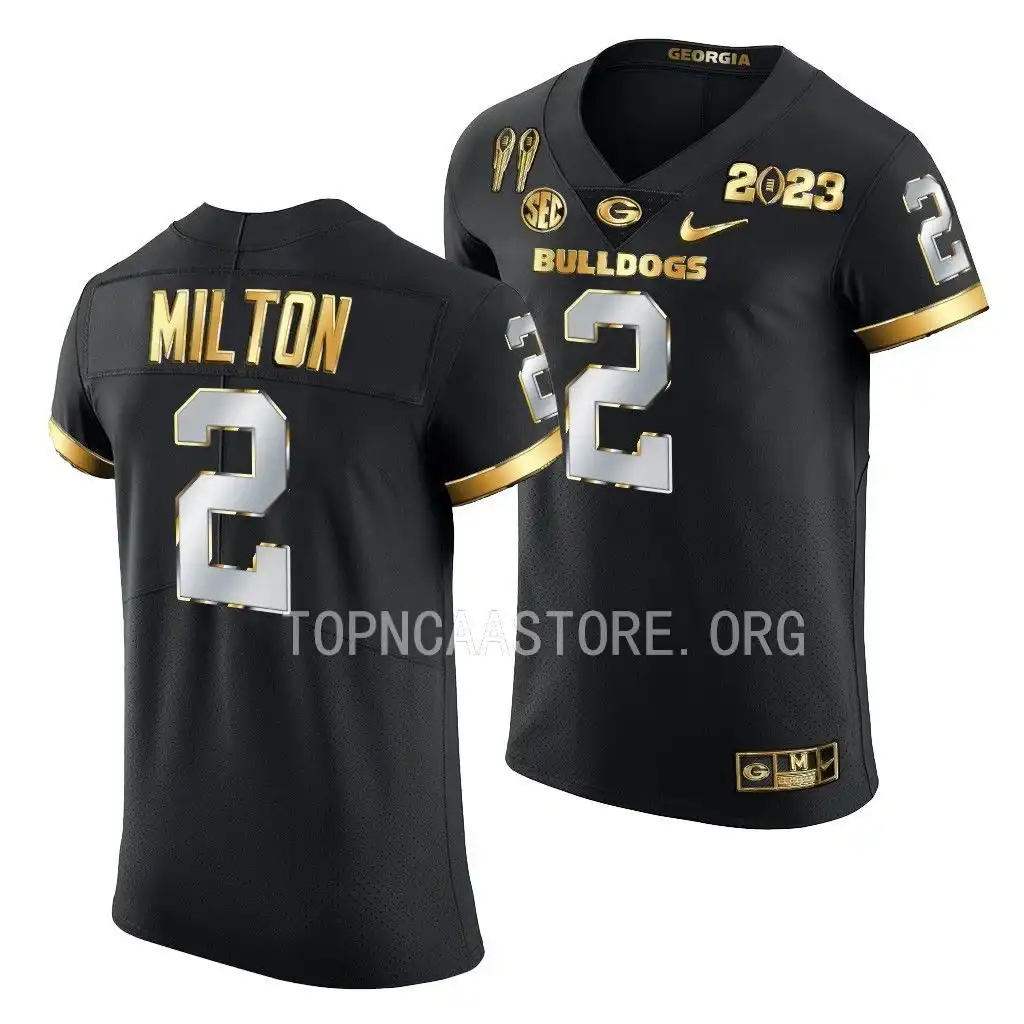 Kendall Milton Georgia Bulldogs Men's #2 2X CFBPlayoff National Champions Golden College Black Limited Football Jersey 2413NQJY0