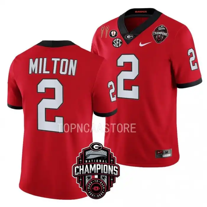 Kendall Milton Georgia Bulldogs Men's #2 Back-To-Back Red College National Champions CFBPlayoff 2023 Football Jersey 2413BRMK7