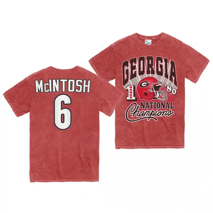 Kenny McIntosh Georgia Bulldogs Men's #6 1980 National Champs Rocker Vintage Tubular College Red Football T-Shirt 2413WKTM6