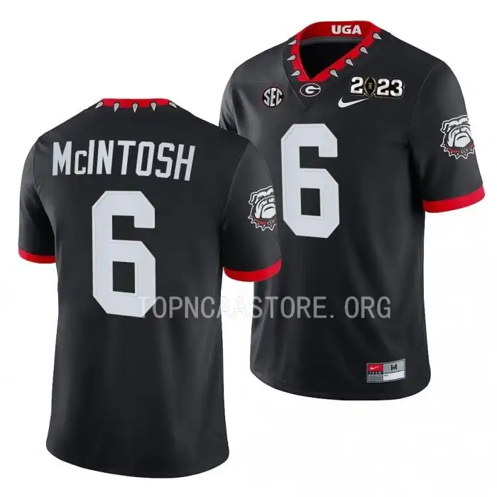 Kenny McIntosh Georgia Bulldogs Men's #6 2023 National Championship Playoff College Black Football Jersey 2413BNHR0