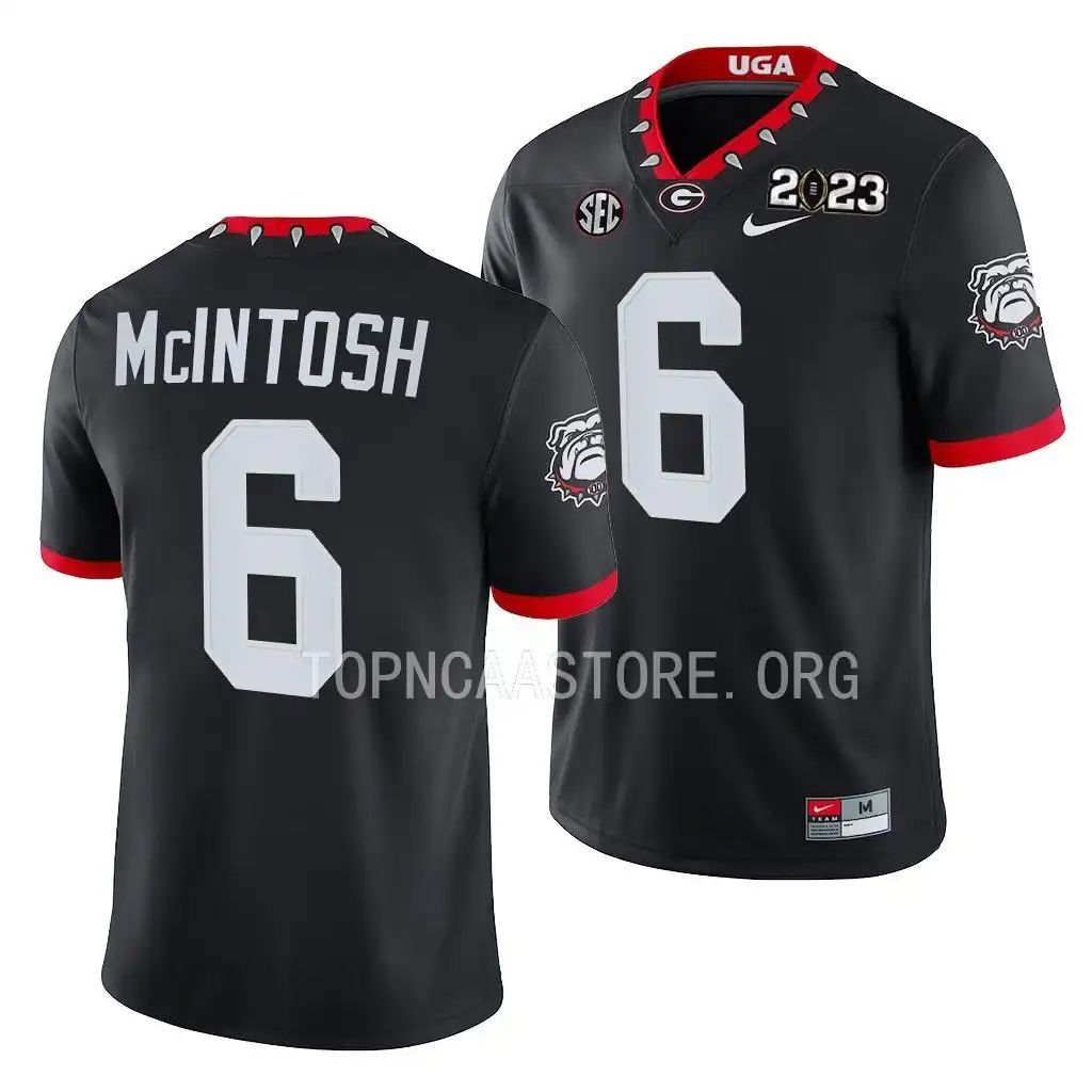 Kenny McIntosh Georgia Bulldogs Men's #6 2023 National Championship Playoff College Black Football Jersey 2413JVKG7