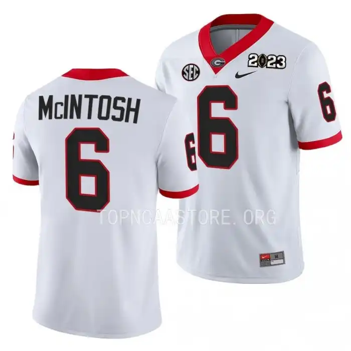 Kenny McIntosh Georgia Bulldogs Men's #6 2023 National Championship Playoff College White Football Jersey 2413HPZS2