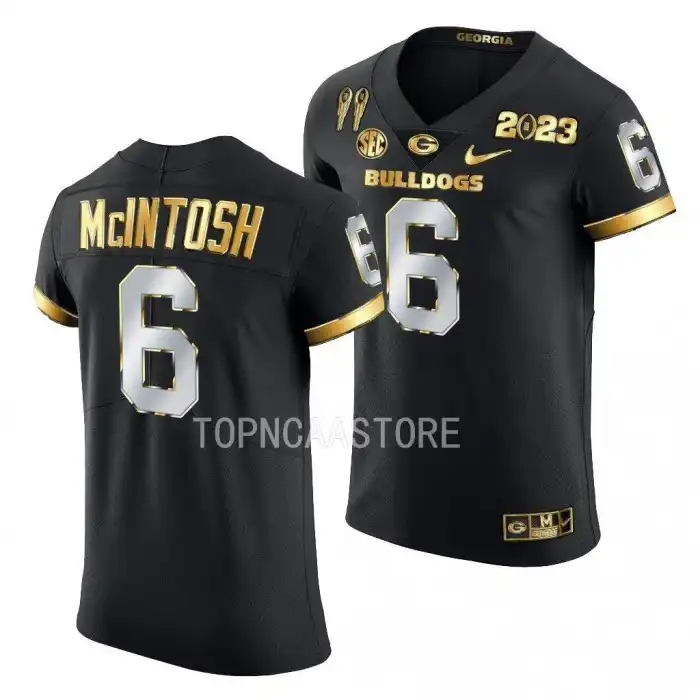 Kenny McIntosh Georgia Bulldogs Men's #6 2X CFBPlayoff National Champions Golden College Black Limited Football Jersey 2413JVVS8