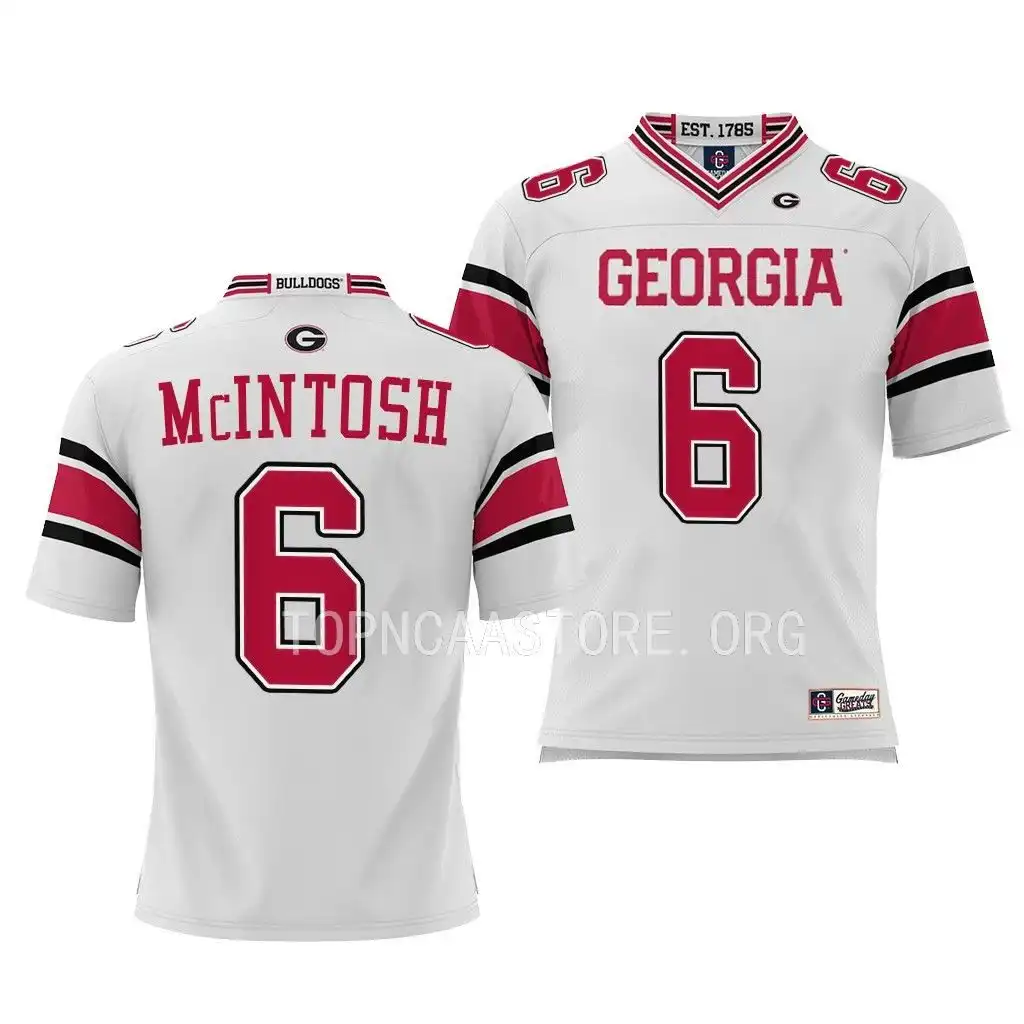 Kenny McIntosh Georgia Bulldogs Youth #6 White College Pick-A-Player Football Jersey 2413AAVT1