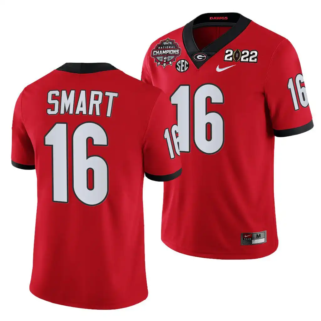 Kirby Smart Georgia Bulldogs Men's #16 2021 National Champions Honor Coah College CFP Red Football Jersey 2413GGKL5