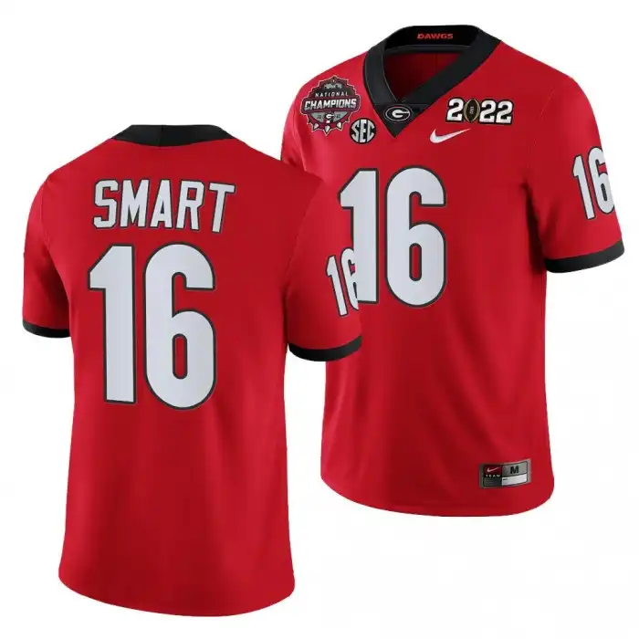 Kirby Smart Georgia Bulldogs Men's #16 2021 National Champions Honor Coah College CFP Red Football Jersey 2413KEOC4