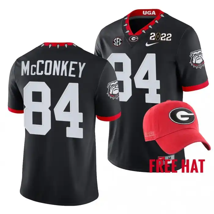 Ladd McConkey Georgia Bulldogs Men's #84 2021-22 Black College Orange Bowl Champions CFP Football Jersey 2413WJRV6