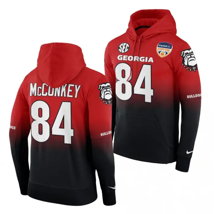 Ladd McConkey Georgia Bulldogs Men's #84 2021 Orange Bowl Red College Black Color Crash Football Hoodie 2413GFYW1