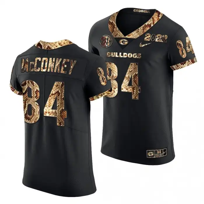 Ladd McConkey Georgia Bulldogs Men's #84 2022 Black Python Skin College Playoff Football Jersey 2413UGVO1