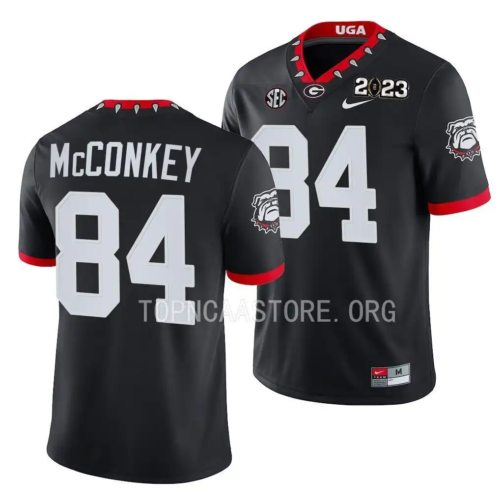 Ladd McConkey Georgia Bulldogs Men's #84 2023 National Championship Playoff College Black Football Jersey 2413FYVB2