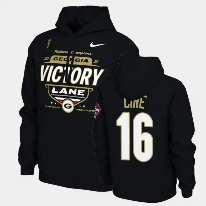 Lewis Cine Georgia Bulldogs Men's #16 2021 National Champions College Black Football Hoodie 2413UTAW5